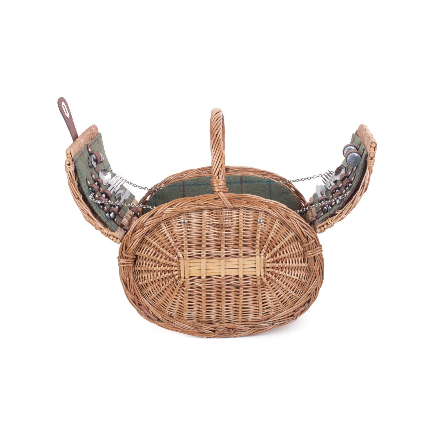4 Person Oval Green Tweed Hamper