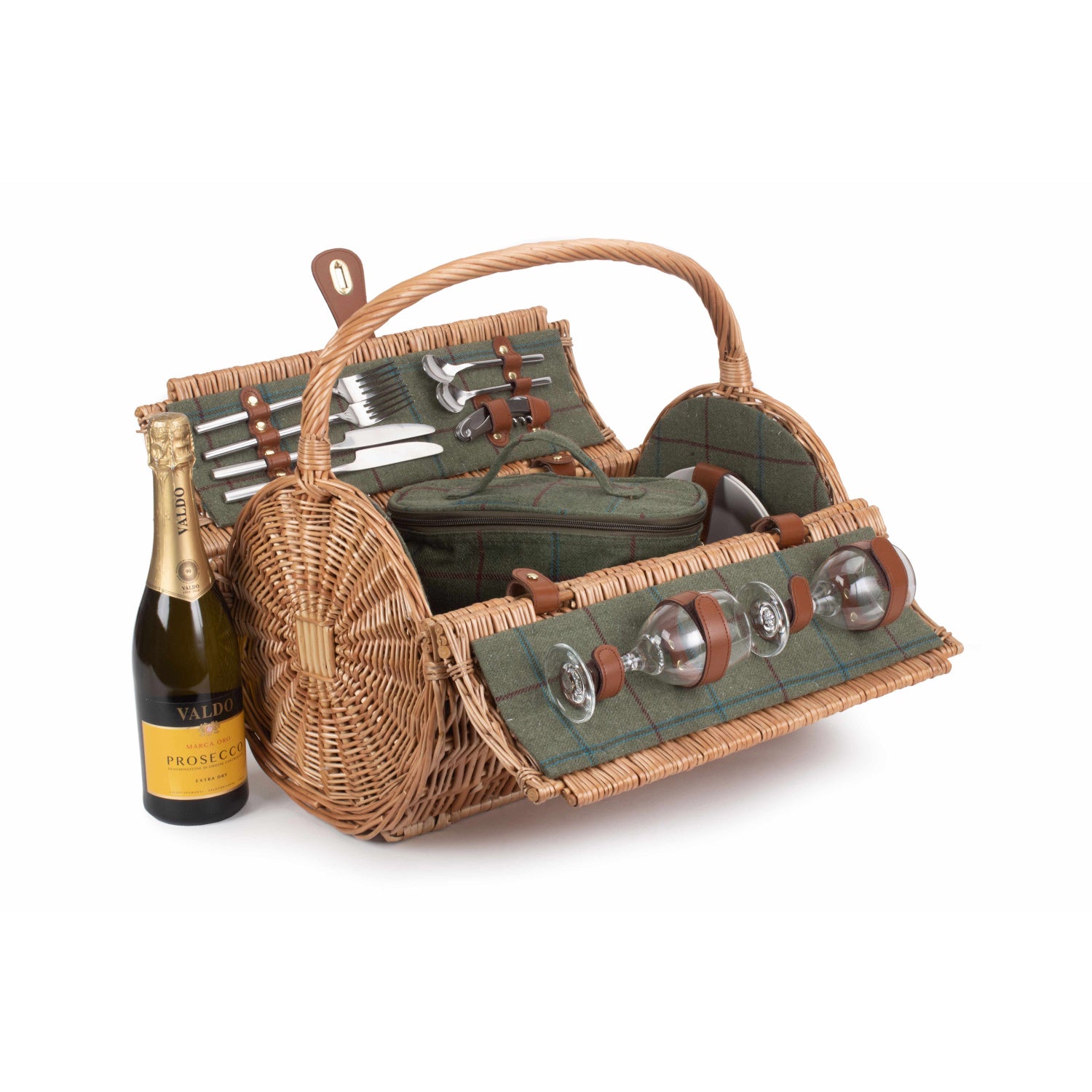 2 Person Green Tweed Barrel Hamper