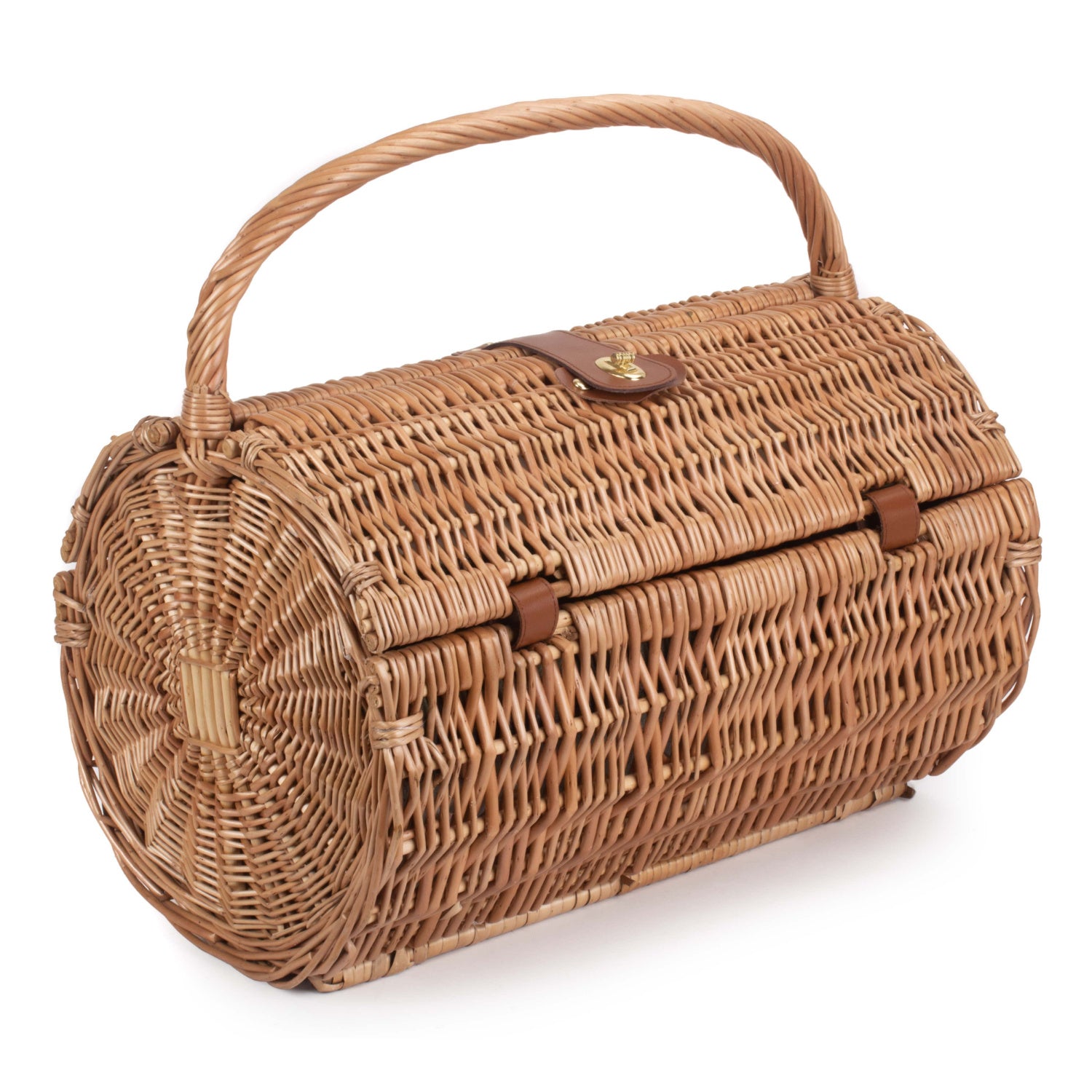 2 Person Green Tweed Barrel Hamper