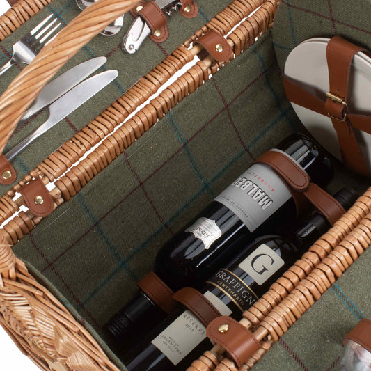 2 Person Green Tweed Barrel Hamper
