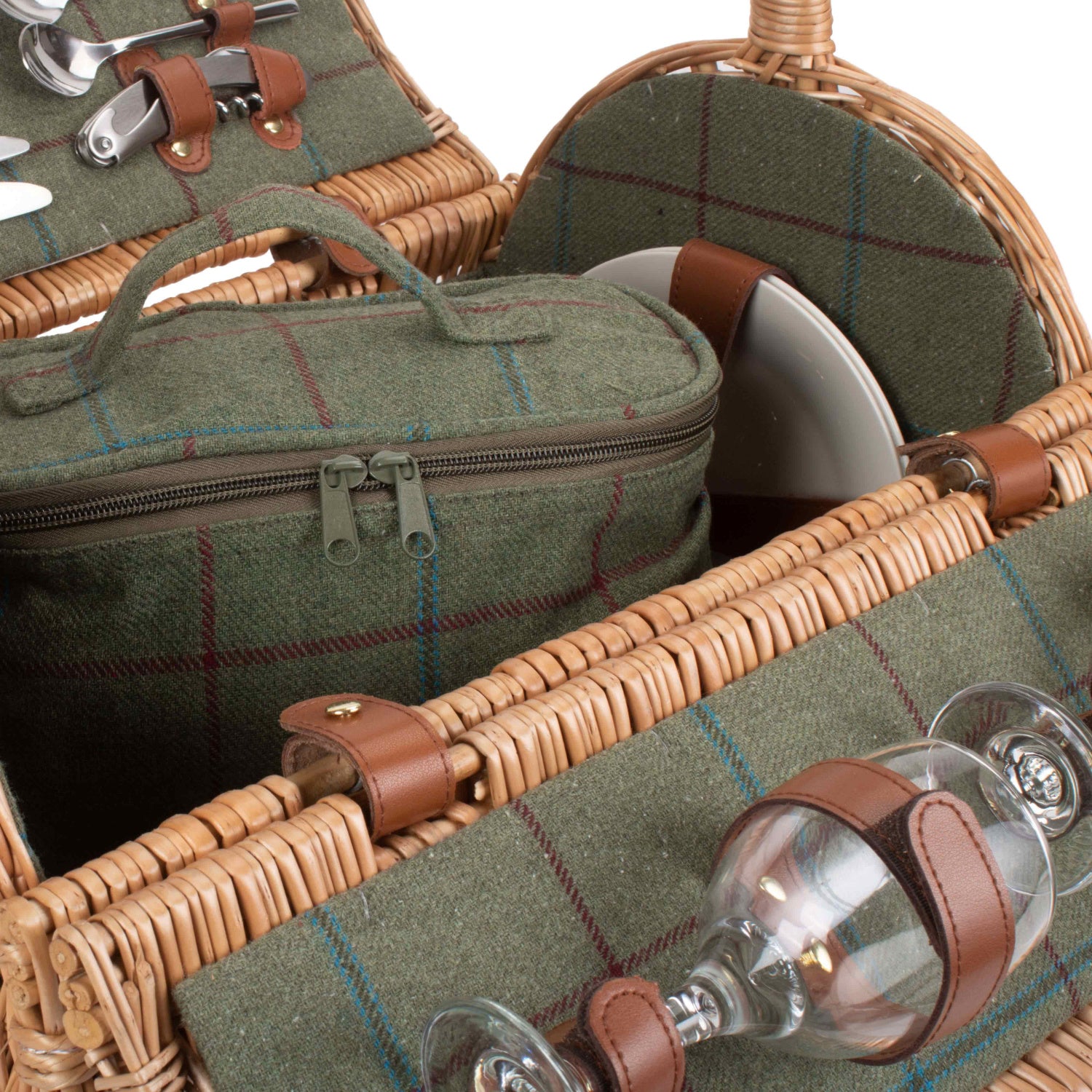 2 Person Green Tweed Barrel Hamper