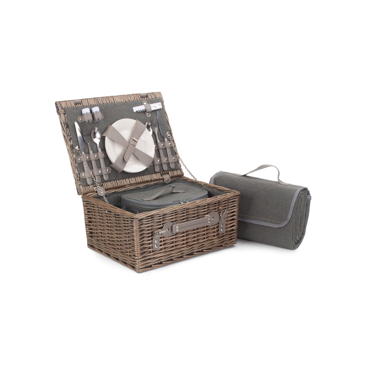 2 Person Grey Tweed Hamper