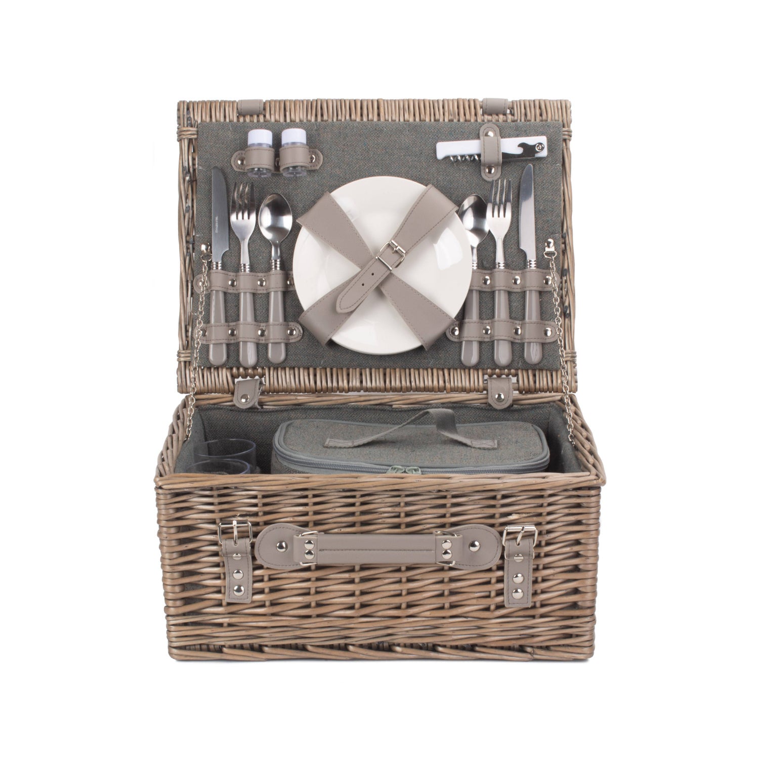 2 Person Grey Tweed Hamper