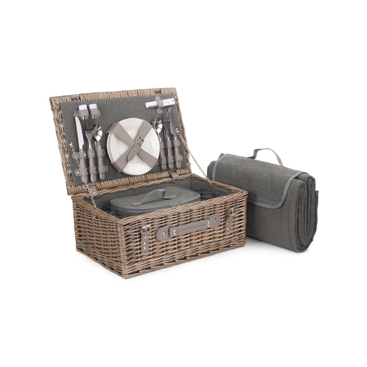 4 Person Grey Tweed Hamper