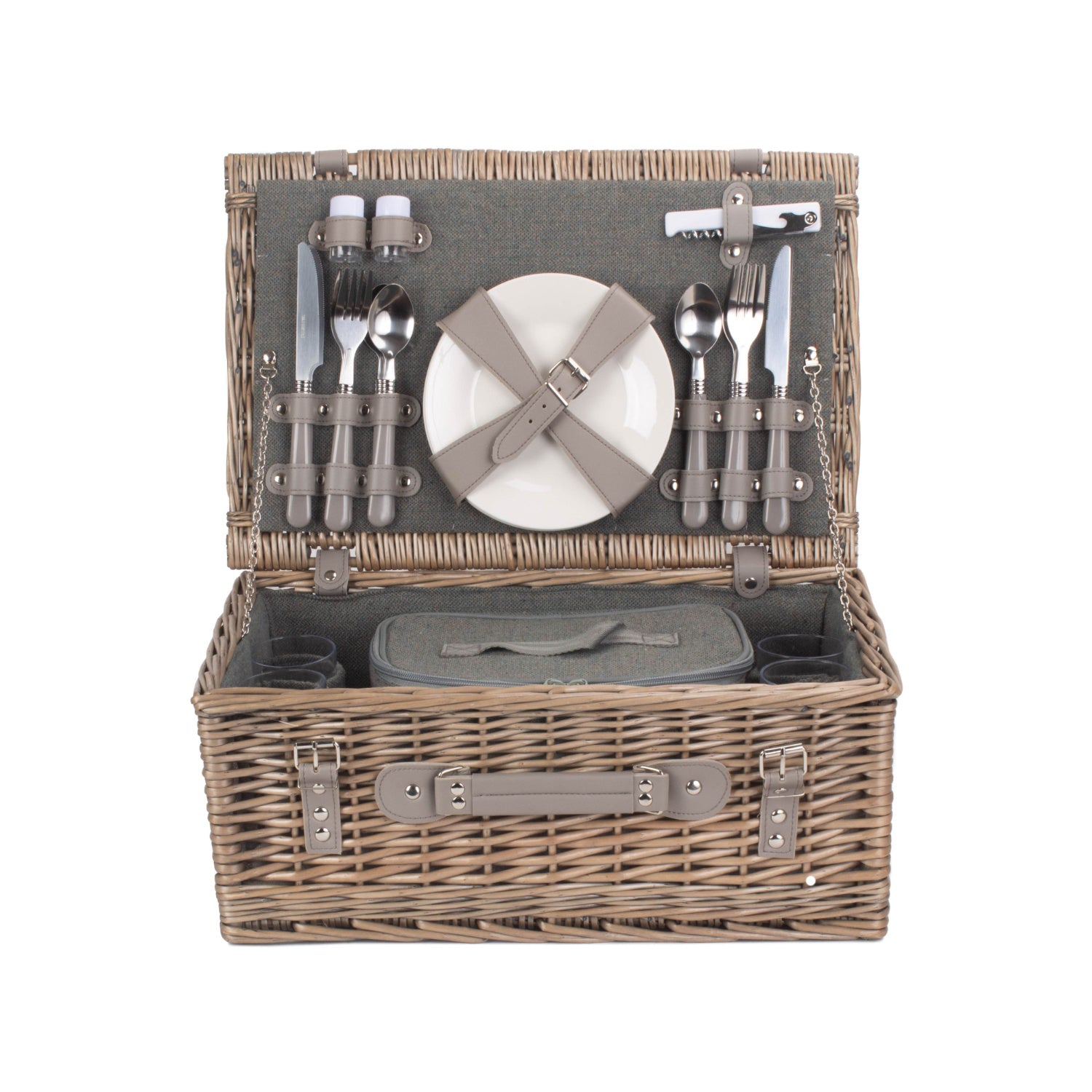 4 Person Grey Tweed Hamper