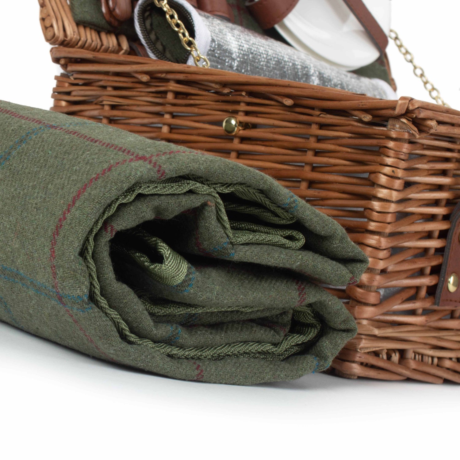 2 Person Green Tweed Classic Picnic Hamper
