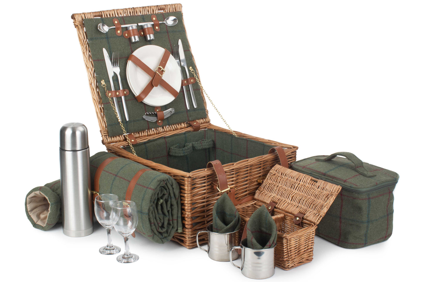 2 Person Deluxe Green Tweed Hamper