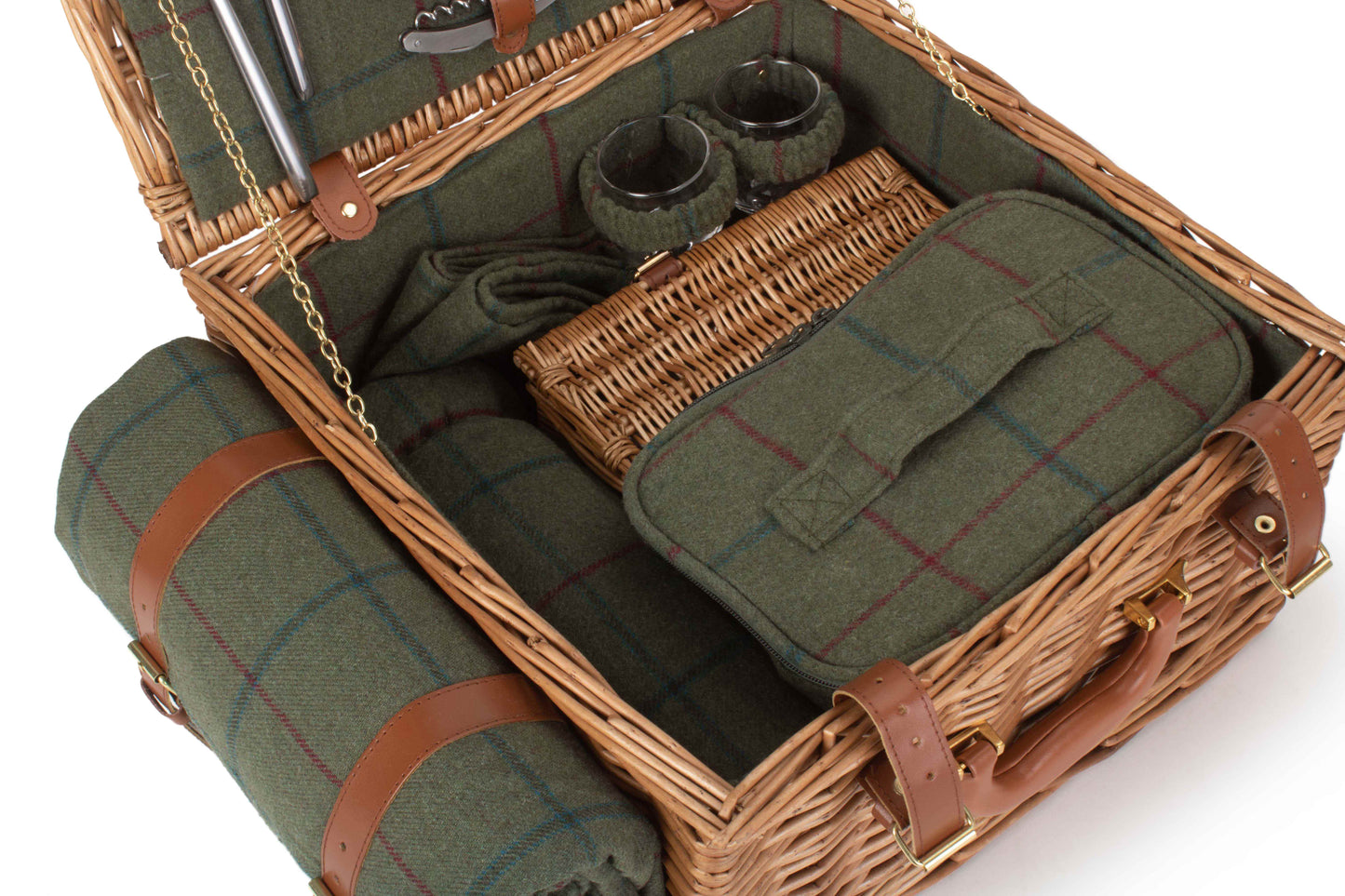 2 Person Deluxe Green Tweed Hamper