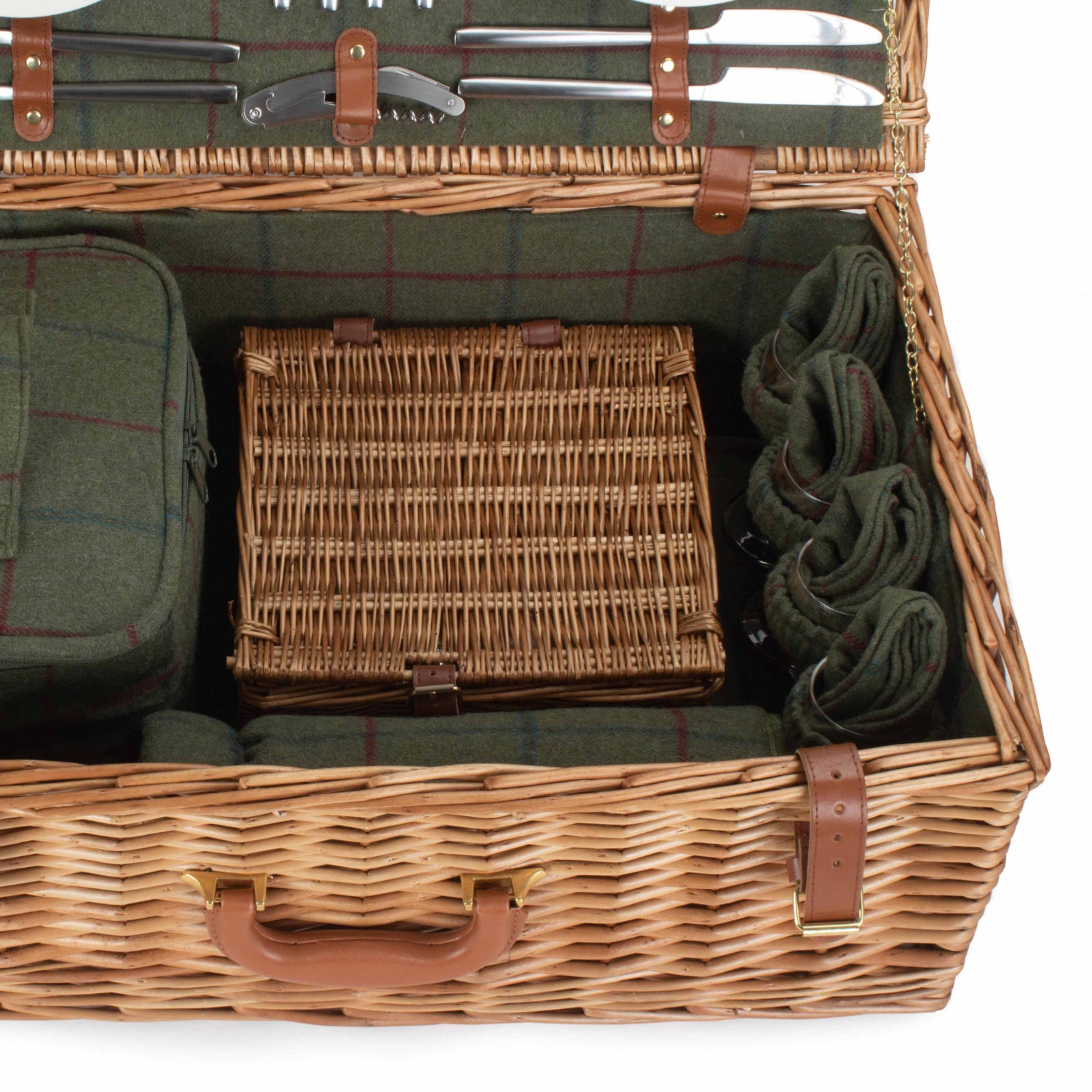4 Person Deluxe Green Tweed Hamper