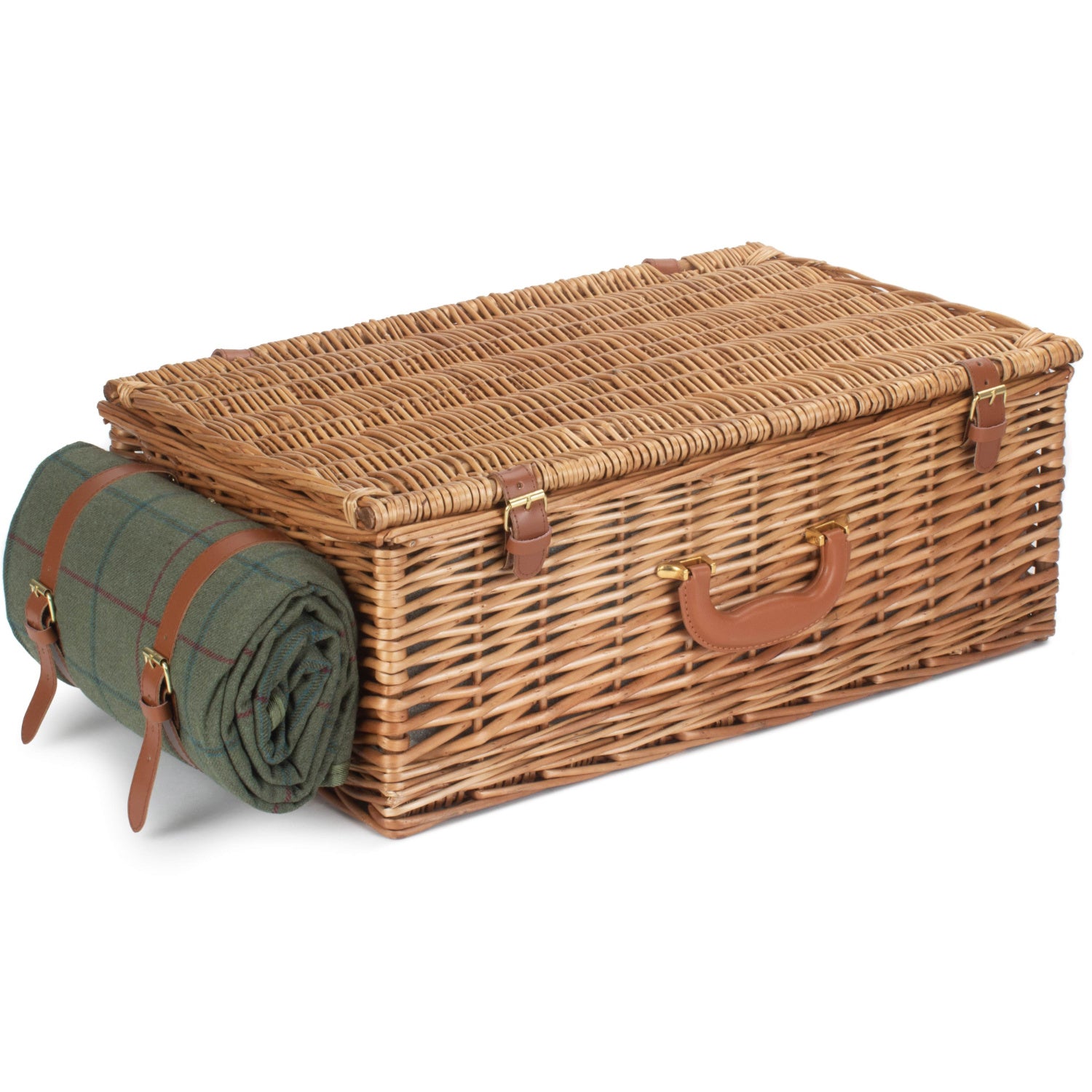4 Person Deluxe Green Tweed Hamper