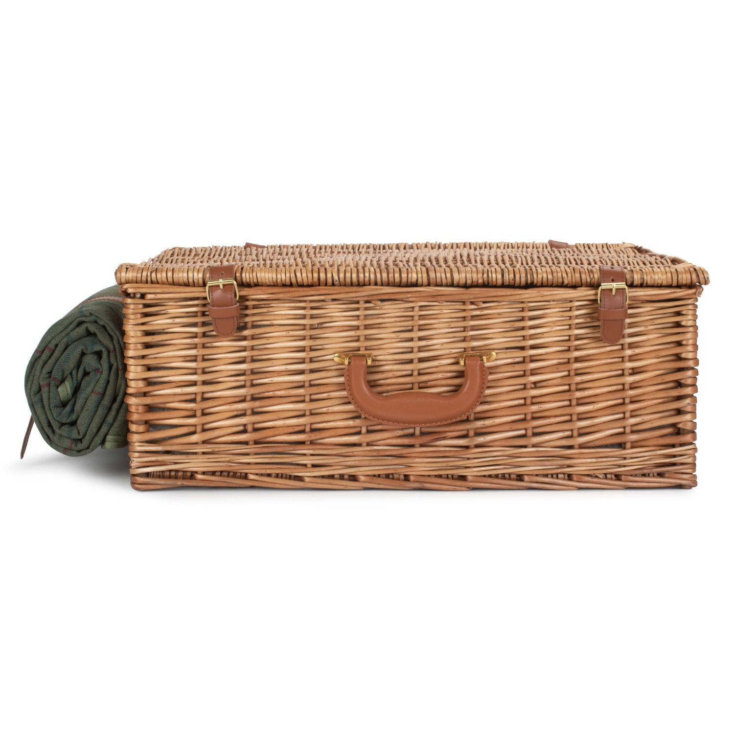 4 Person Deluxe Green Tweed Hamper