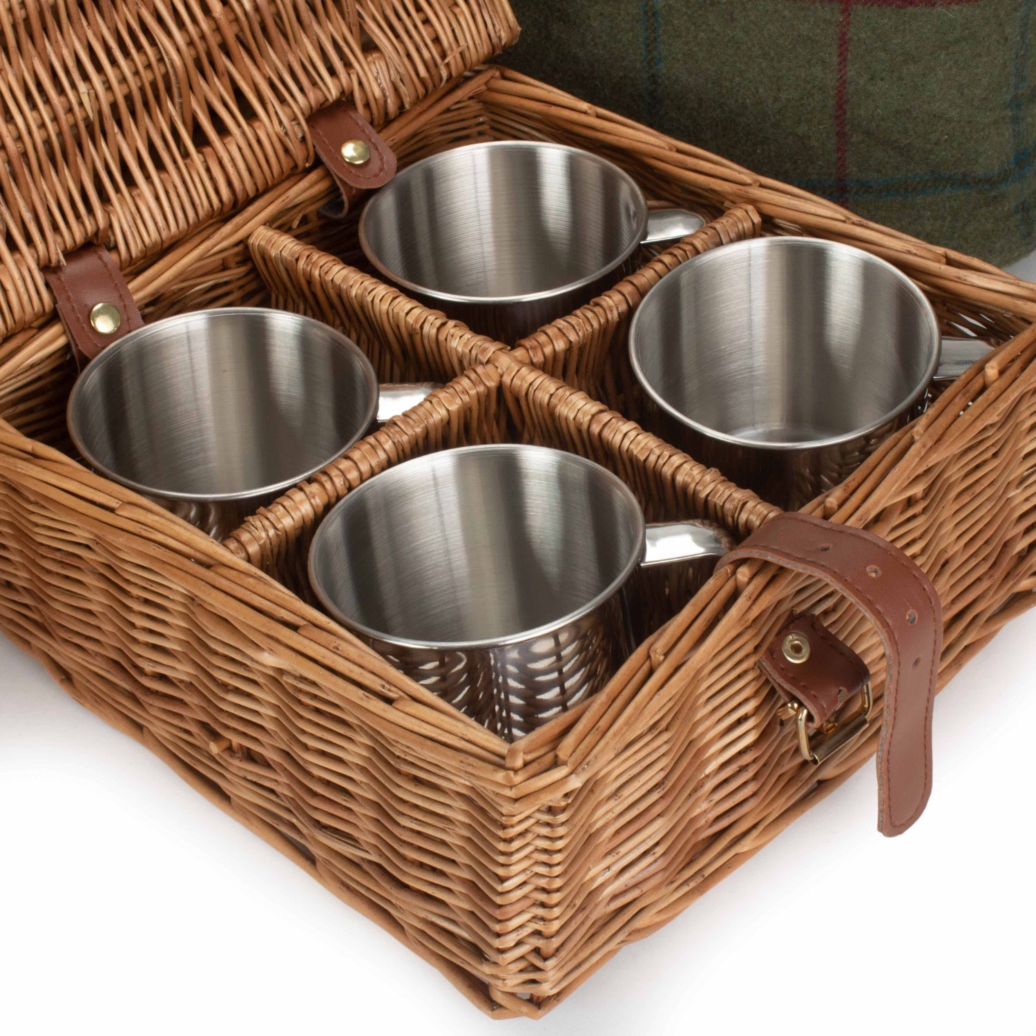 4 Person Deluxe Green Tweed Hamper