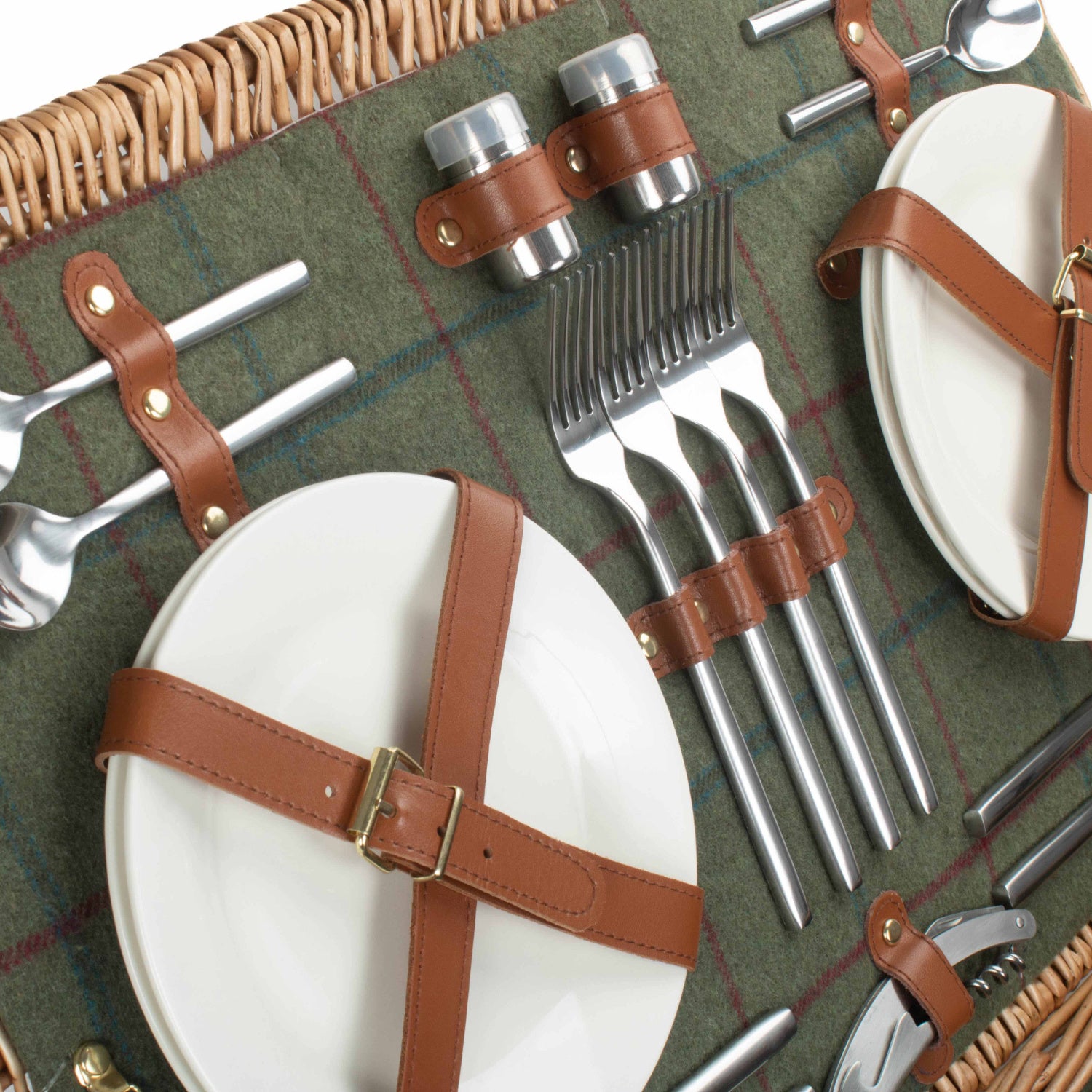 4 Person Deluxe Green Tweed Hamper