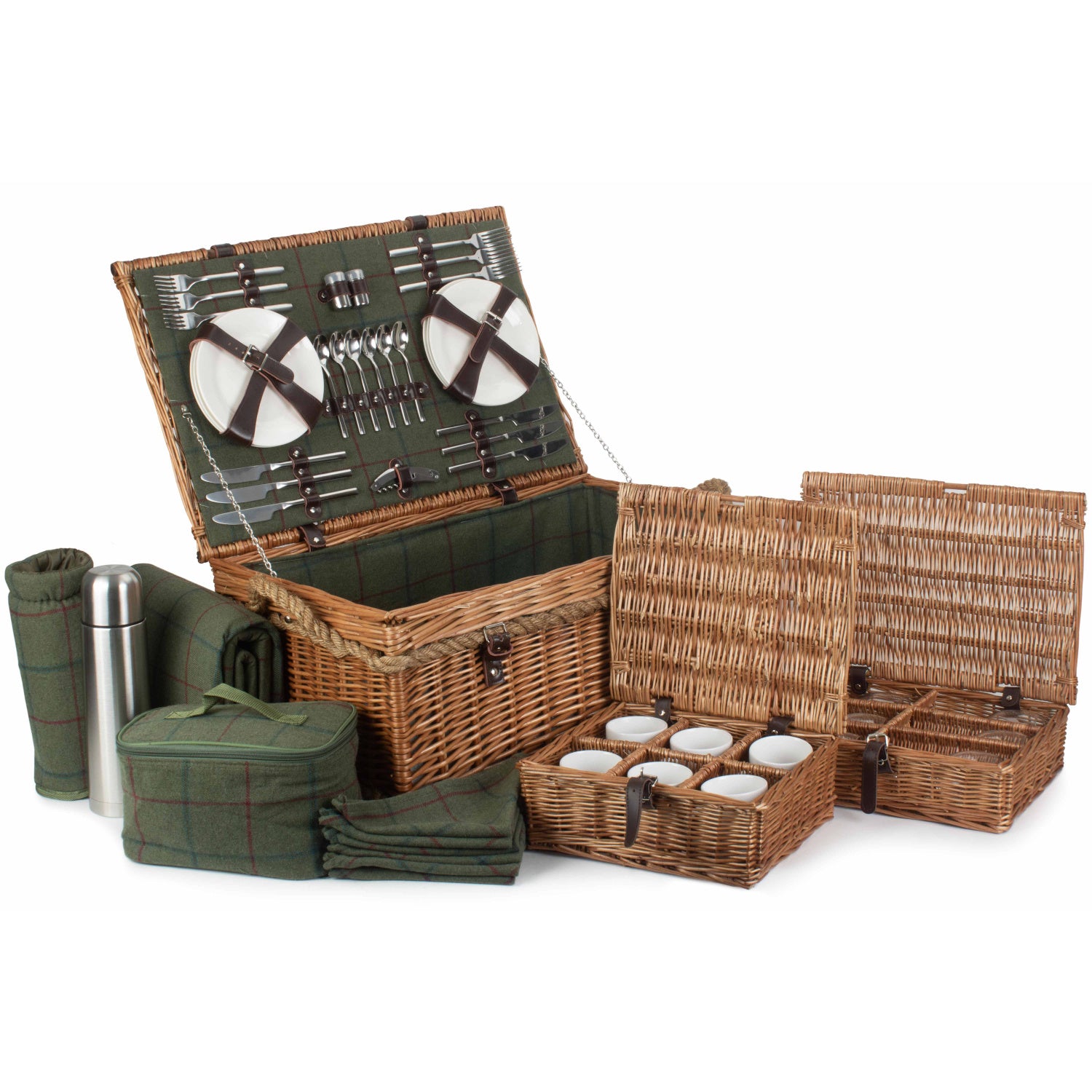 6 Person Rope Handled Tweed Hamper