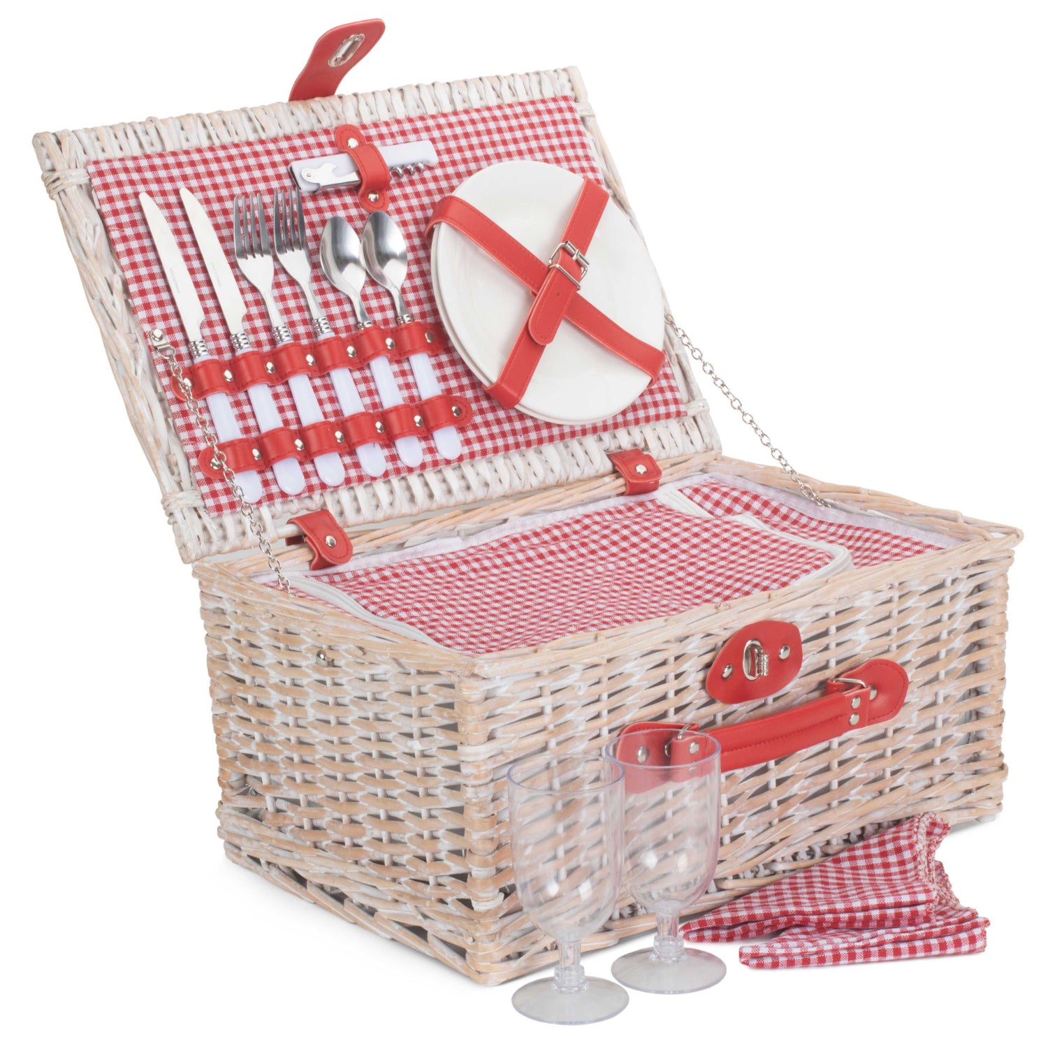 2 Person Red & White Gingham Fitted Hamper