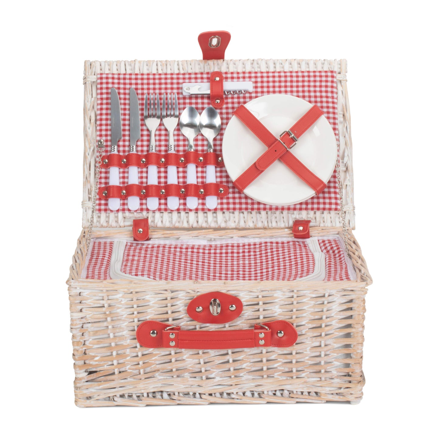 2 Person Red & White Gingham Fitted Hamper