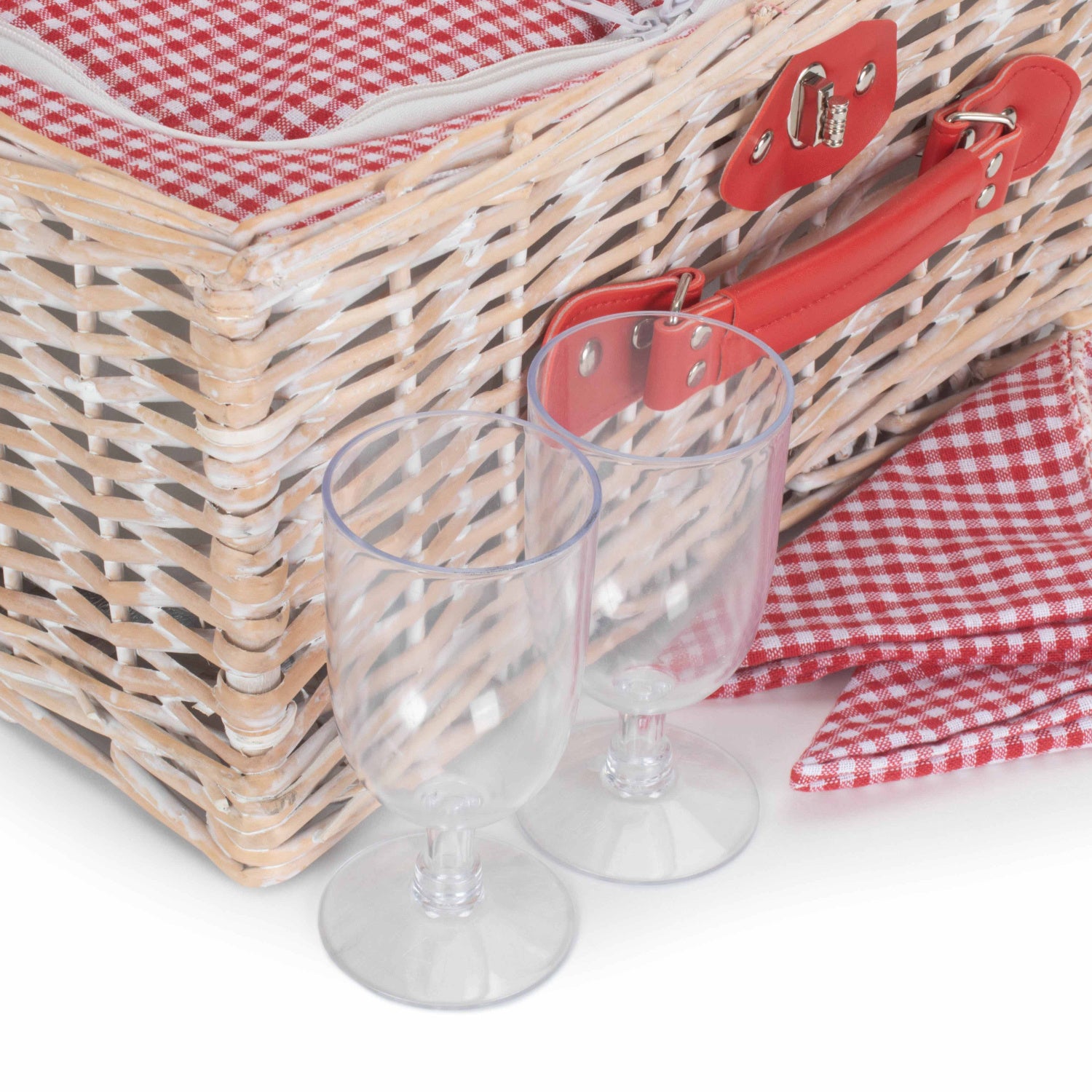 2 Person Red & White Gingham Fitted Hamper