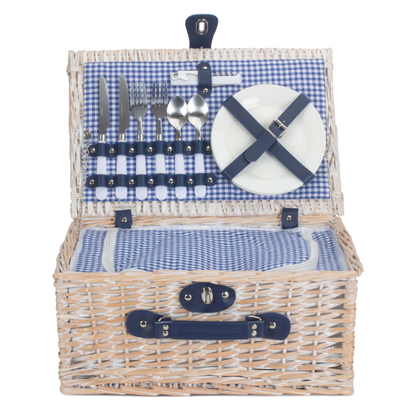 2 Person Blue & White Gingham Fitted Hamper
