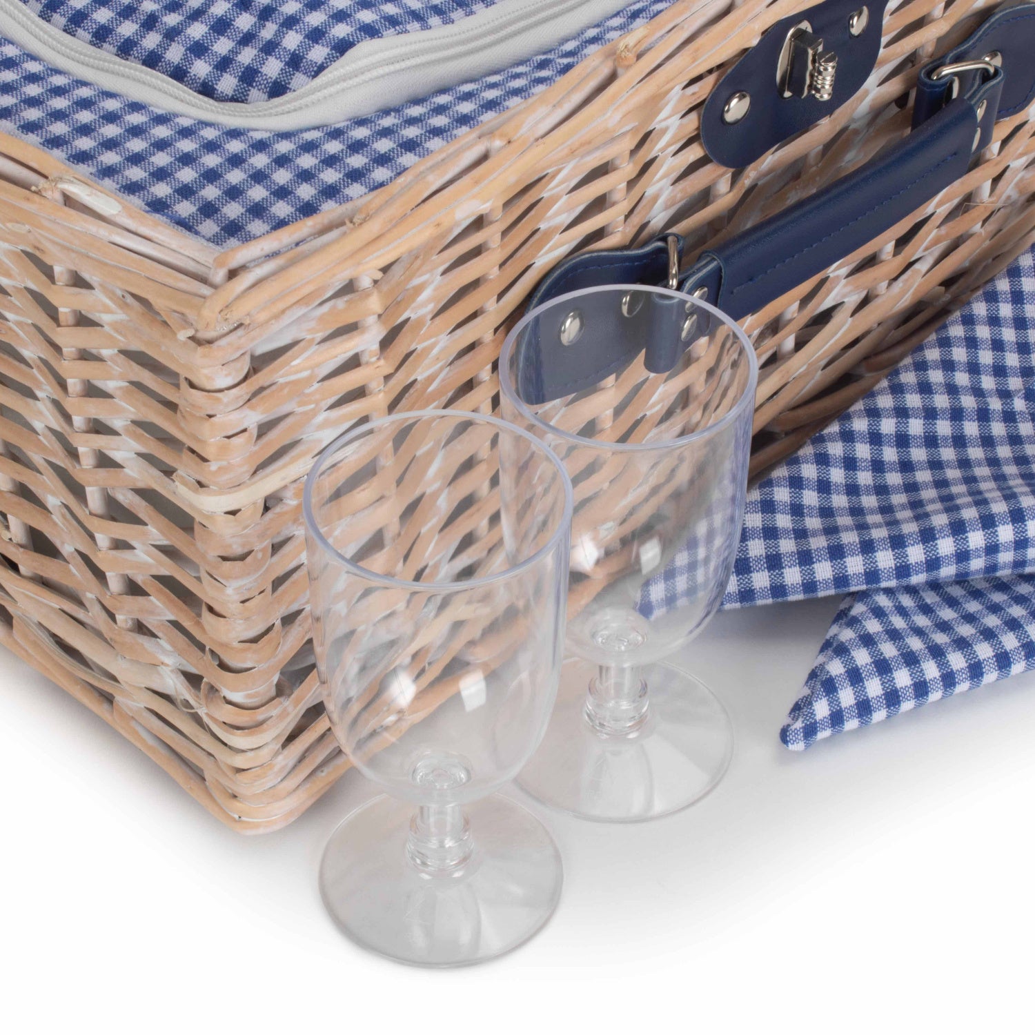 2 Person Blue & White Gingham Fitted Hamper