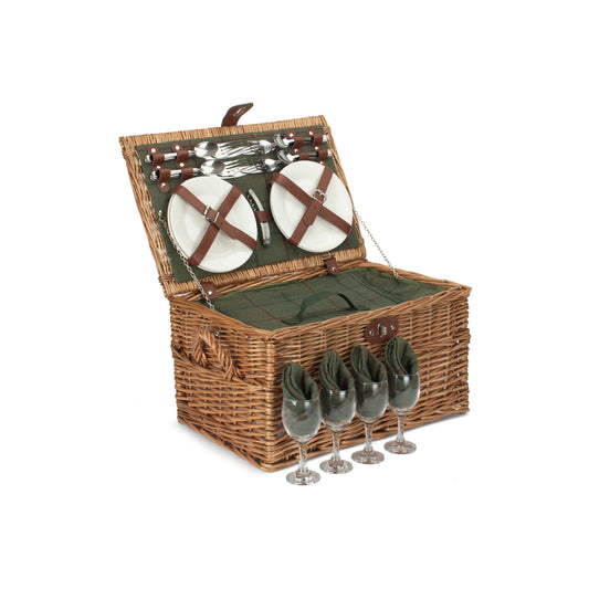4 Person Green Tweed Chest Hamper