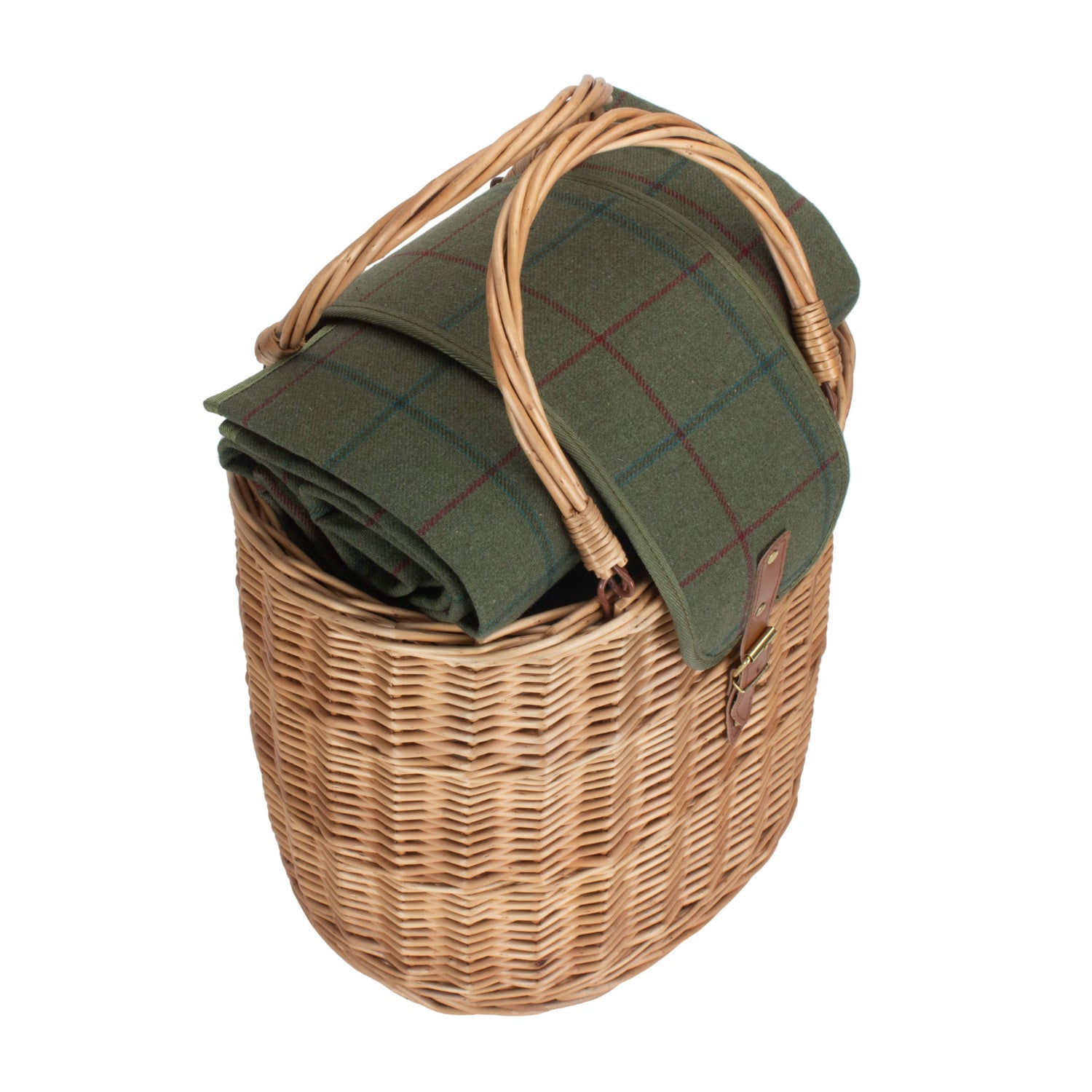 Oval Green Tweed Chiller Hamper Basket