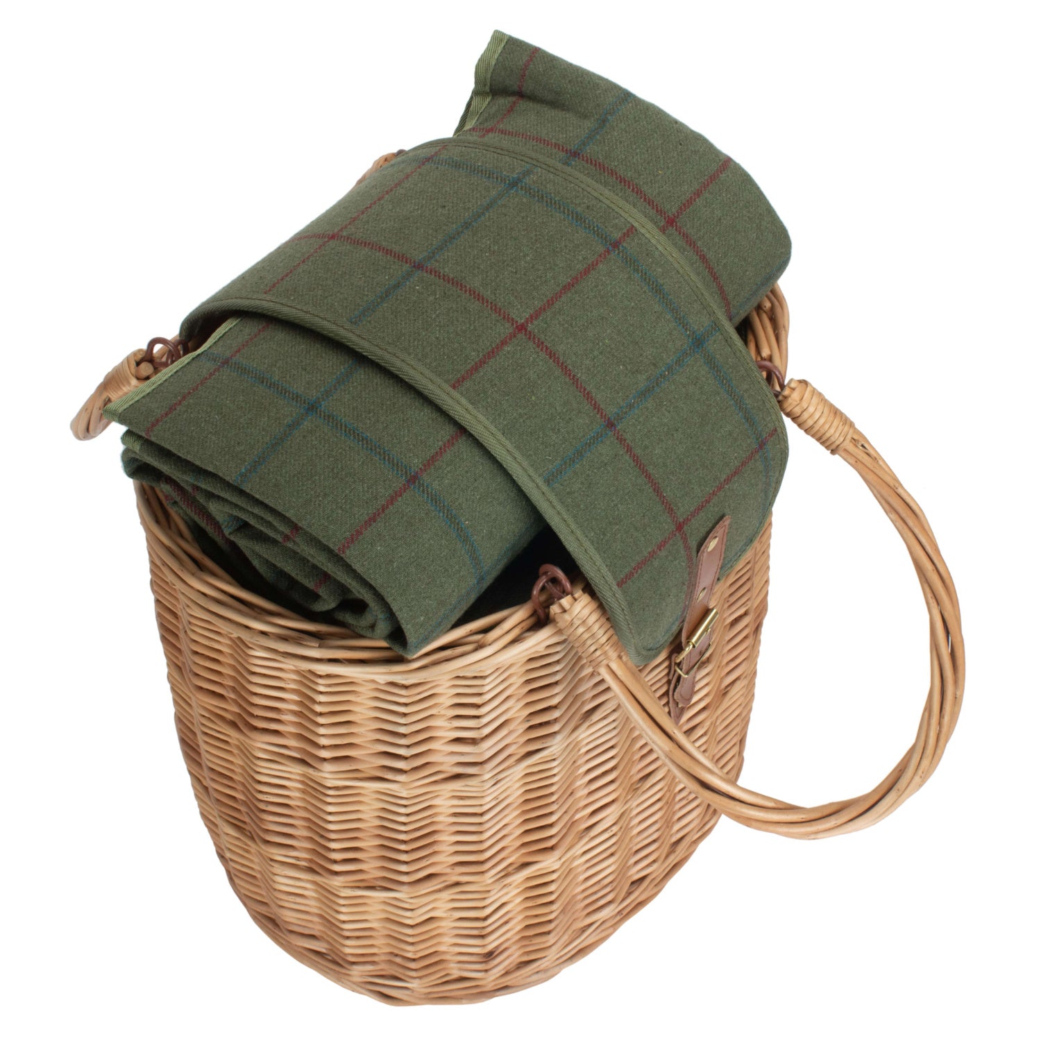 Oval Green Tweed Chiller Hamper Basket