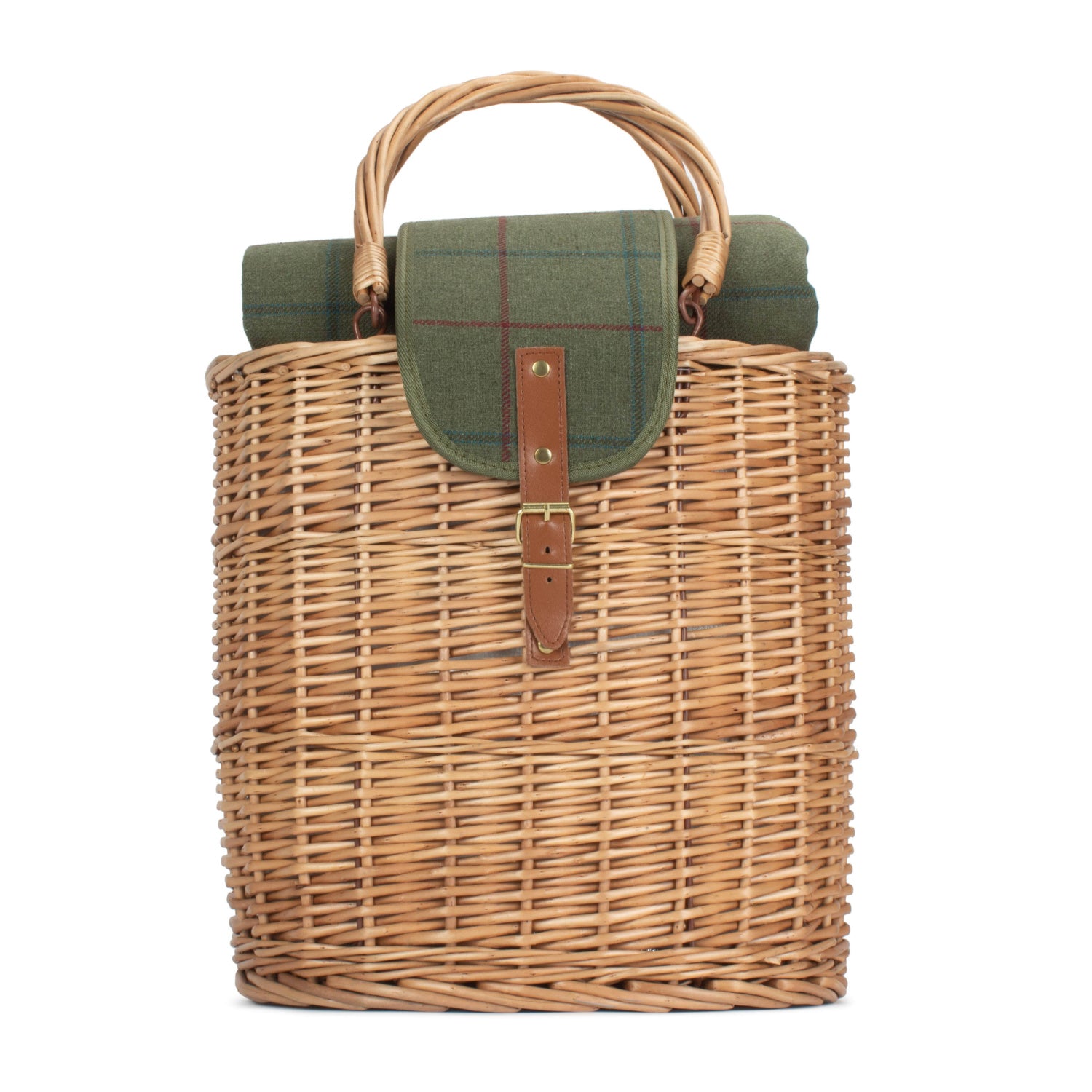 Oval Green Tweed Chiller Hamper Basket