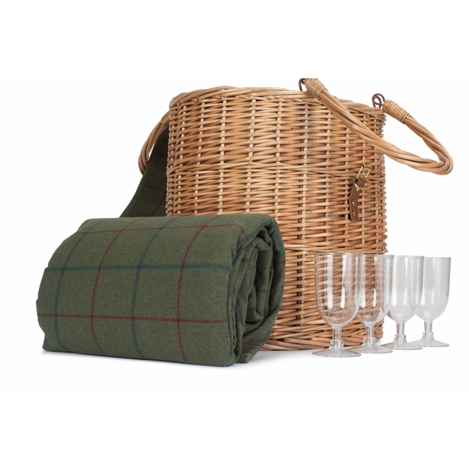 Oval Green Tweed Chiller Hamper Basket