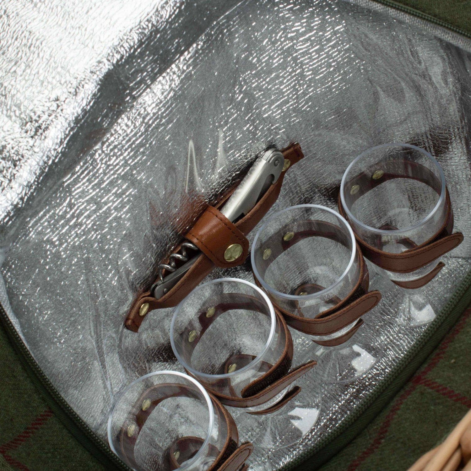 Oval Green Tweed Chiller Hamper Basket