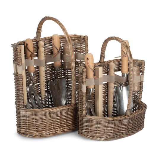 Antique Wash Deluxe Garden Tool Basket Set 2