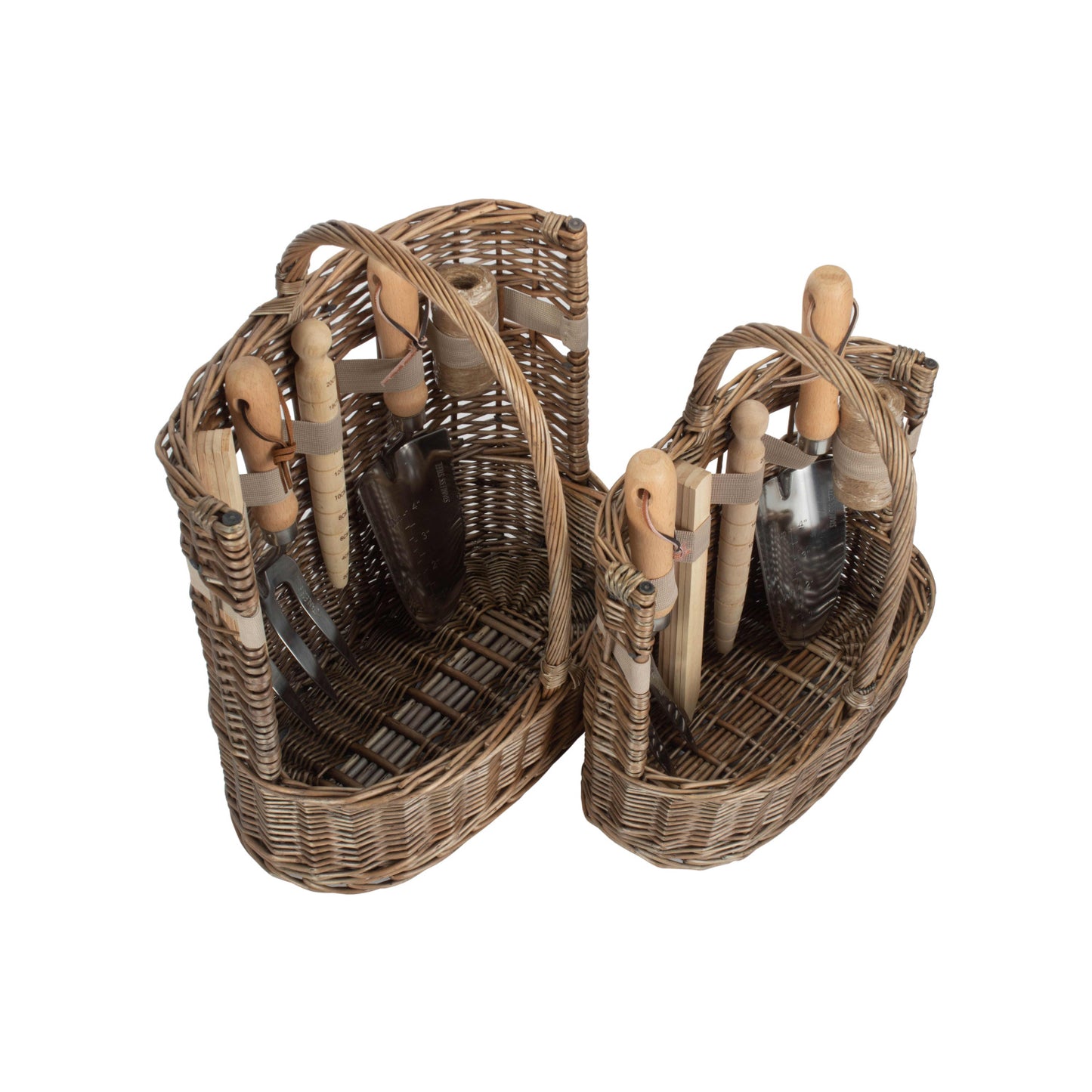 Antique Wash Deluxe Garden Tool Basket Set 2