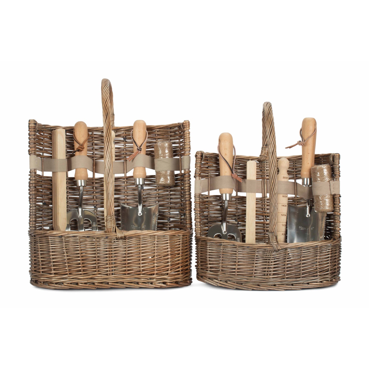 Antique Wash Deluxe Garden Tool Basket Set 2