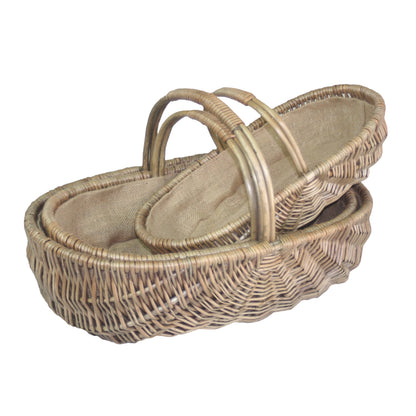 Shallow Antique Wash Lined Trug Set 3