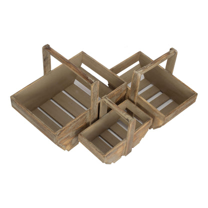 Oak Effect Wooden Trug Set 3