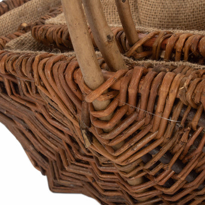 Rectangular Unpeeled Willow Garden Trug With Hessian Lining Set 3