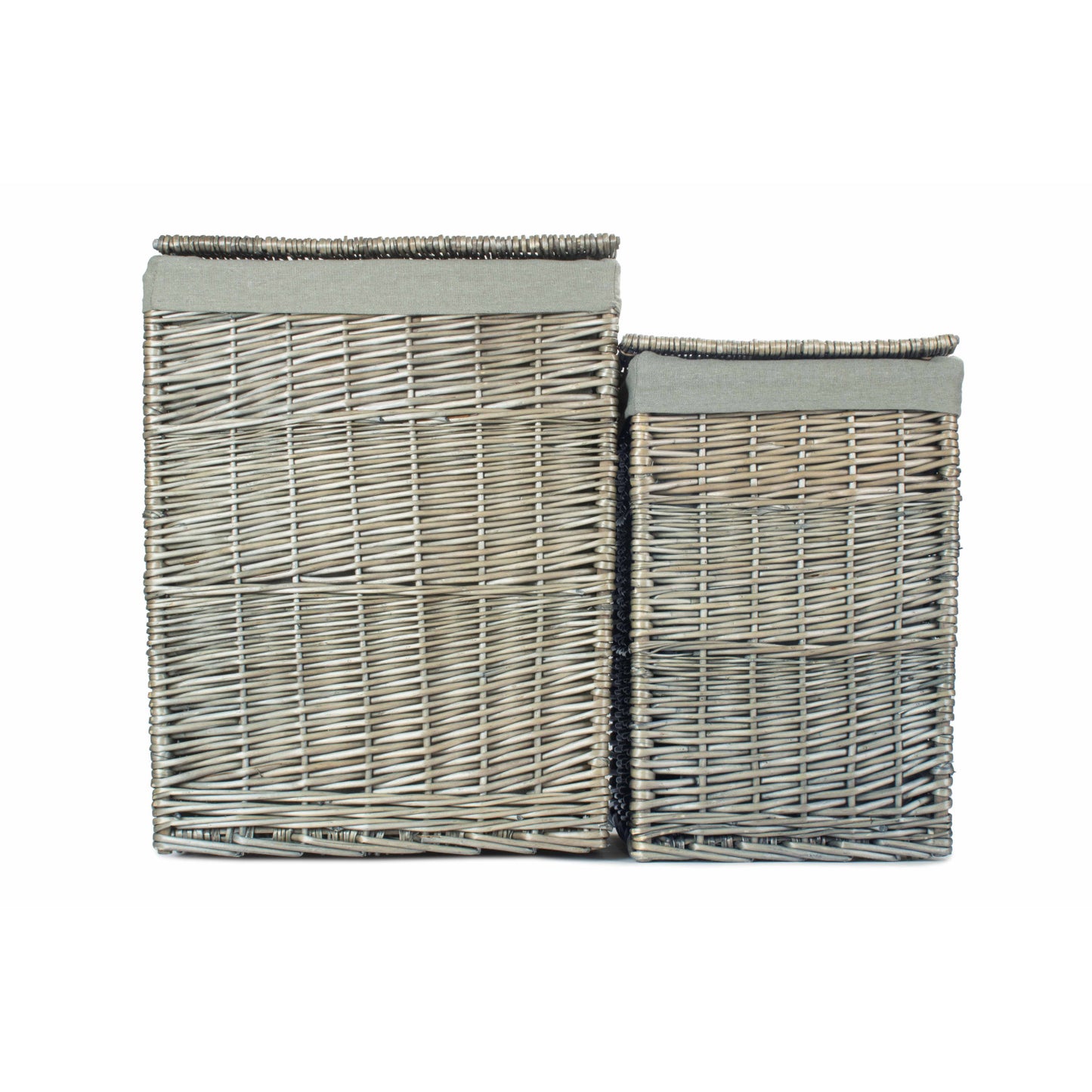 Square Laundry Basket with Grey Sage Lining Set 2