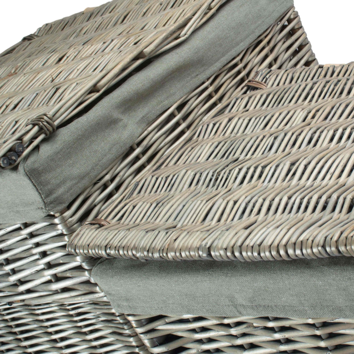 Square Laundry Basket with Grey Sage Lining Set 2