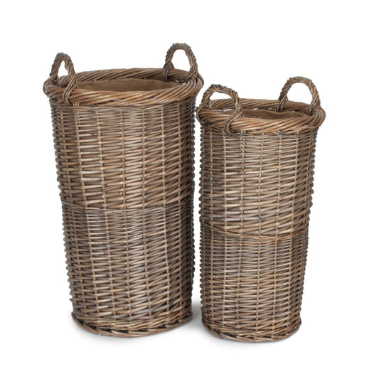 Antique Wash Willow Umbrella Stand Set 2