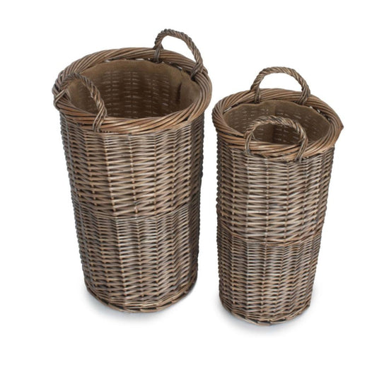 Antique Wash Willow Umbrella Stand Set 2