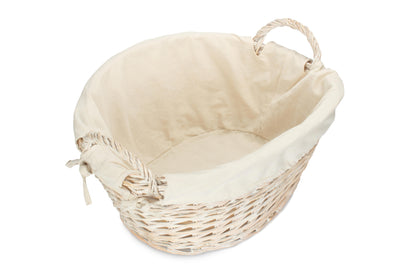 White Wash Willow Washing Basket with White Lining