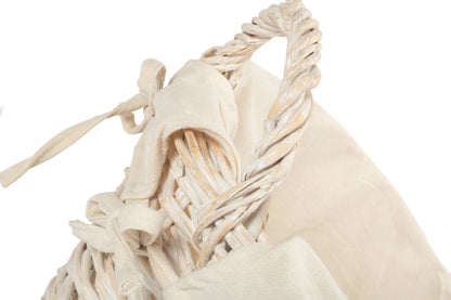 White Wash Willow Washing Basket with White Lining