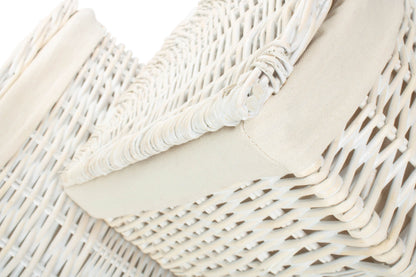 White Wash Willow Corner Linen Basket with White Lining Set 2