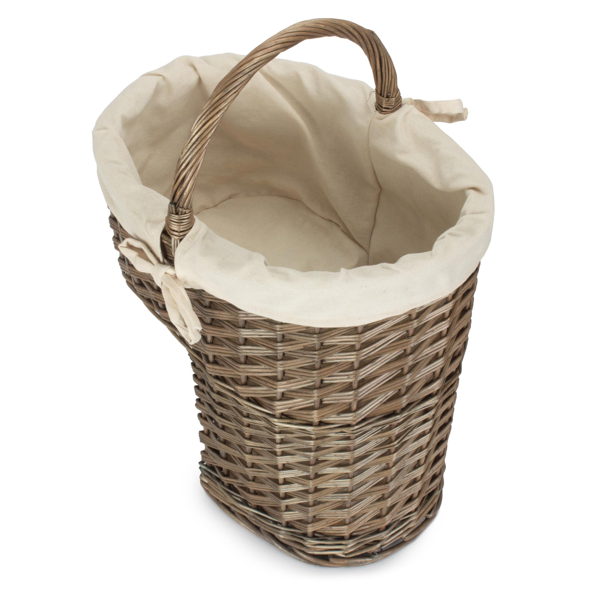 Antique Wash Willow Stairs Basket with White Lining