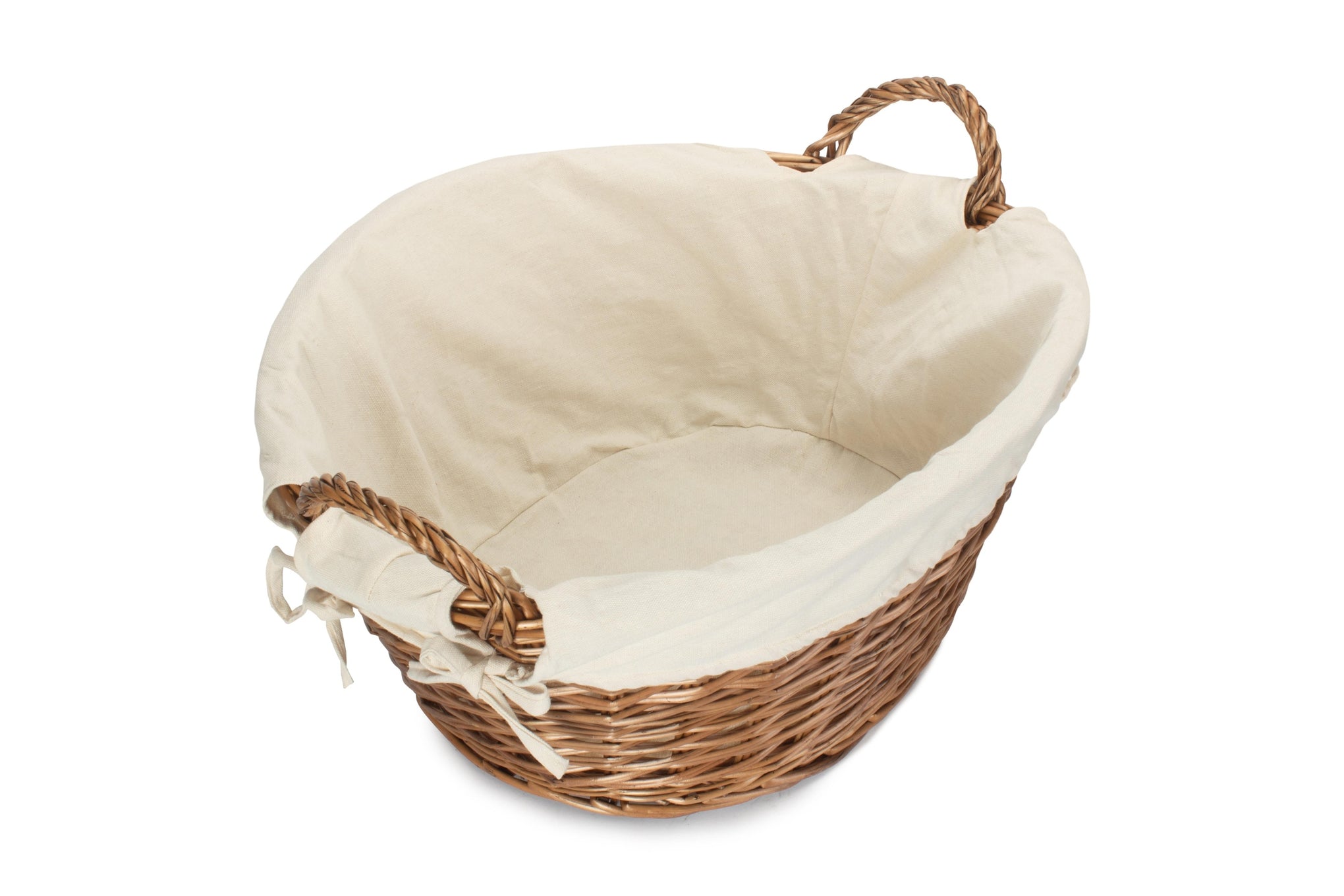 Light Steamed Willow Washing Basket with White Lining