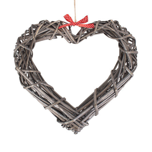 Wide Heart Wreath with Red Spotty Ribbon