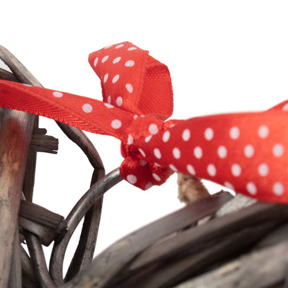 Wide Heart Wreath with Red Spotty Ribbon