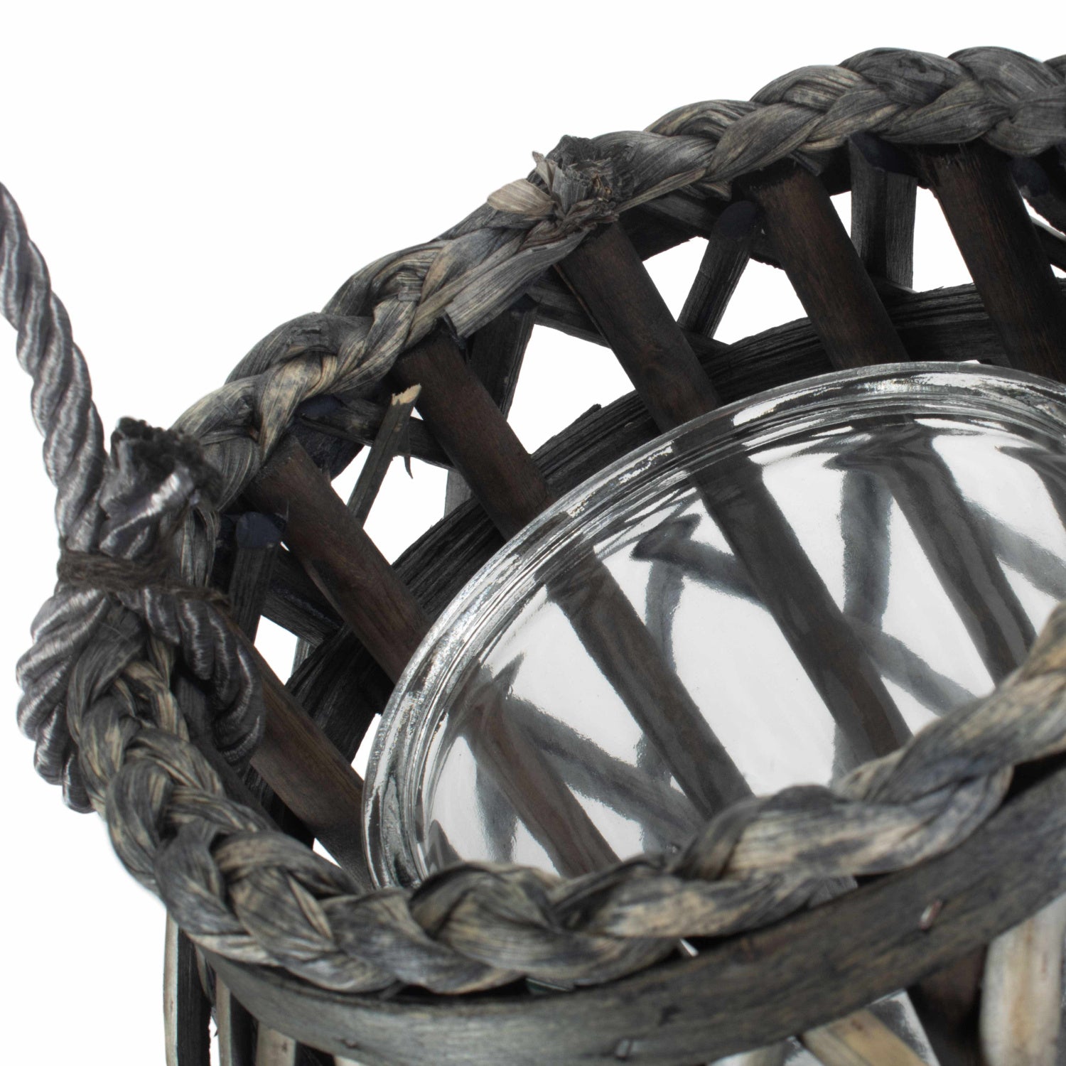Grey Wash Willow Candle Lantern