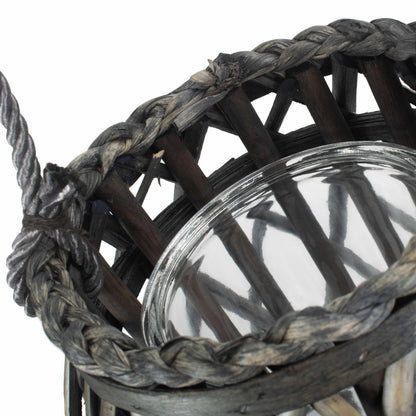 Grey Wash Willow Candle Lantern