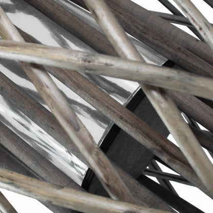 Grey Wash Willow Candle Lantern