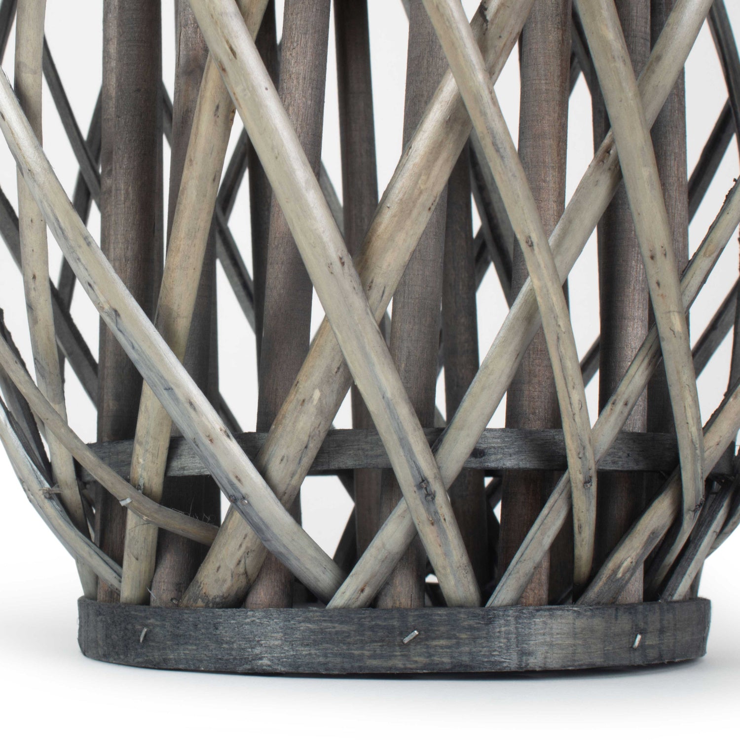 Grey Wash Willow Candle Lantern